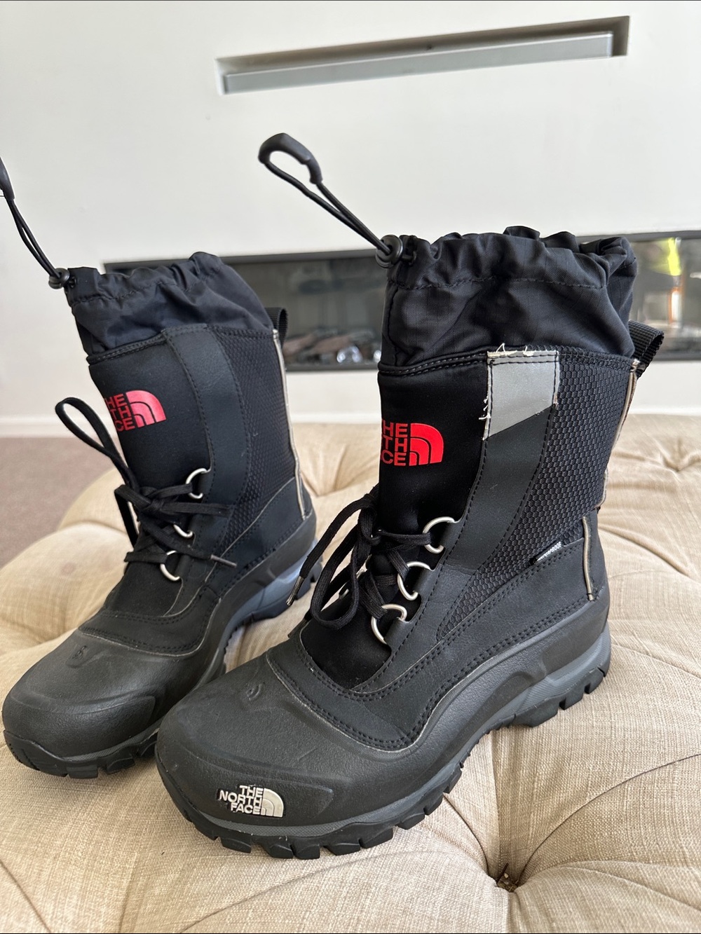 The North Face Black Boots with Red Logo